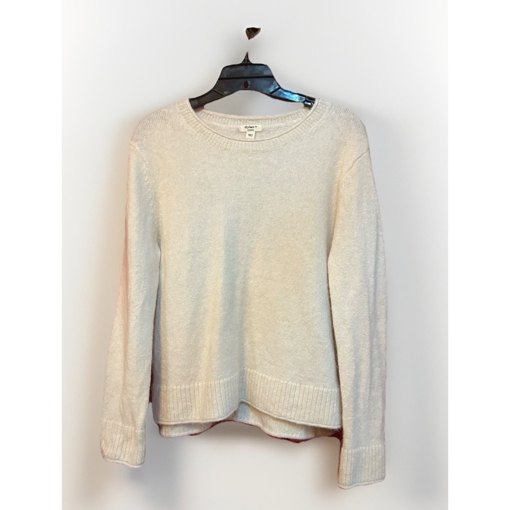 Dylan 🖤 Sweater Pullover Women's Medium Ivory Knit Alpaca Wool Crewneck EUC
